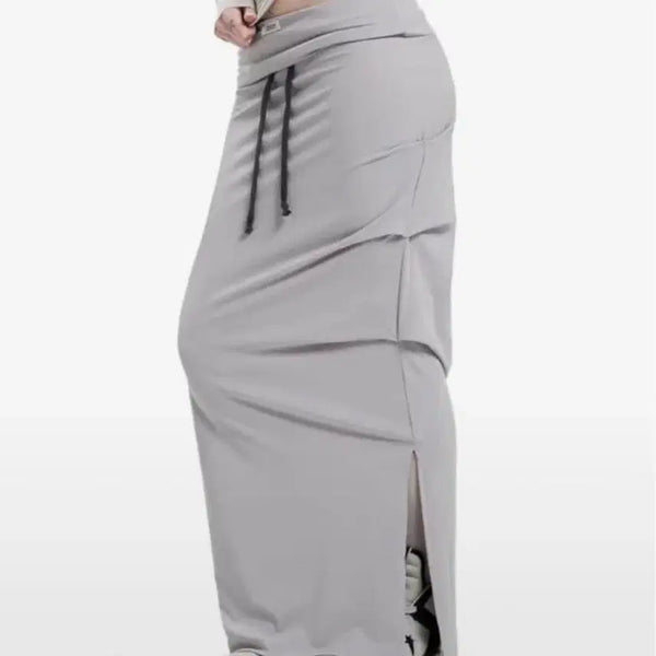[BUNJANG] ODDOR Jersey Shirring Long Skirt Grey / 오도어 져지 셔링 롱스커트 그레이