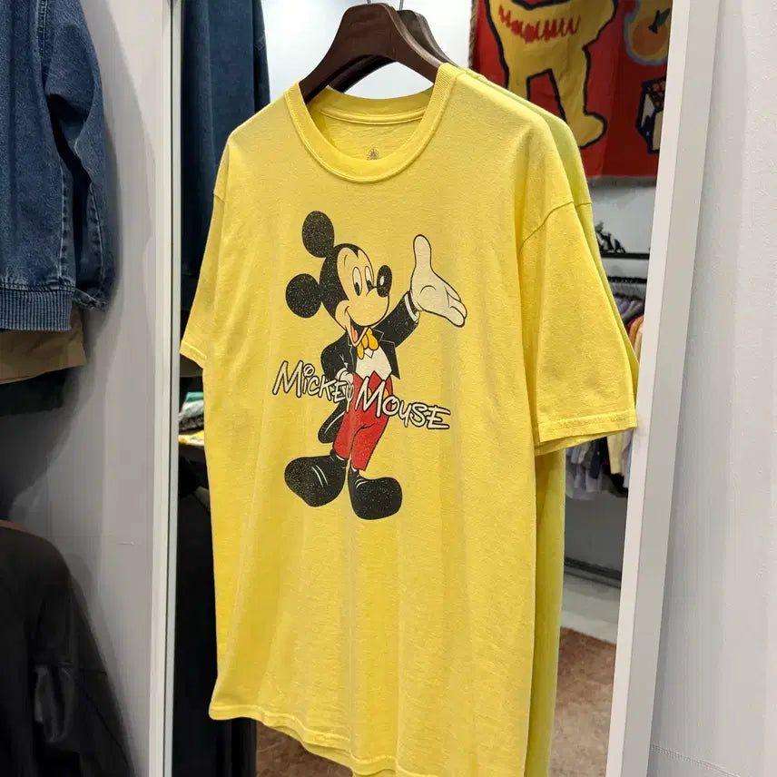 [BUNJANG] Disney Mickey Mouse Short Sleeve T-Shirt Yellow / Disney 디즈니 미키마우스 반팔 티셔츠