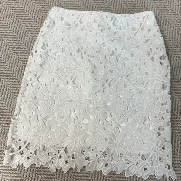 [BUNJANG] White Flower Lace Skirt / 화이트 플라워 레이스 스커트