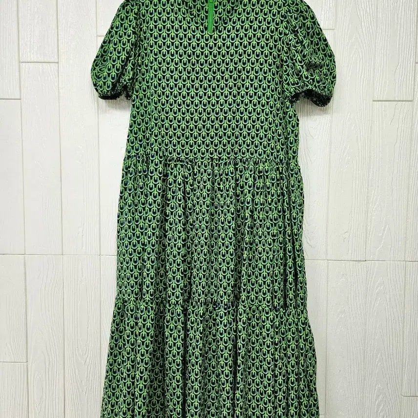[BUNJANG] Plus Size Green Pattern Dress / 빅사이즈 그린 패턴원피스