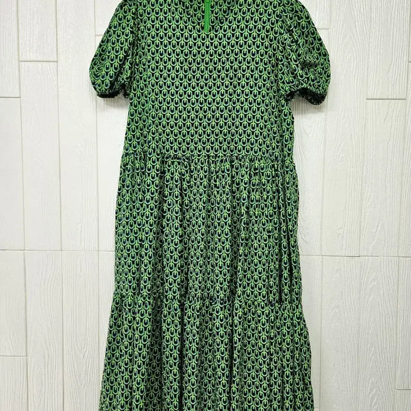 [BUNJANG] Plus Size Green Pattern Dress / 빅사이즈 그린 패턴원피스