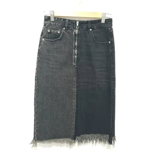 [BUNJANG] Zara Asymmetric Washed Denim Skirt / 자라 언발 워싱 데님 스커트 XS_S2073