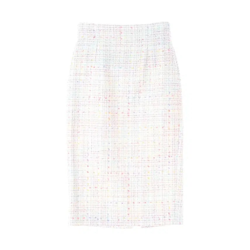 [BUNJANG] Mojo.S.F 21SS Multi Check Tweed Slim Fit H-Line Long Skirt White Setup / 모조에스핀 21SS  멀티 체크 트위드 슬림핏 H라인 롱 스커트 화이트 셋업