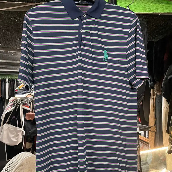 [BUNJANG] Big Pony Polo Stripe Short Sleeve Polo Shirt / 빅포니 폴로 스트라이프 (폴리+엘라스틴) 반팔카라