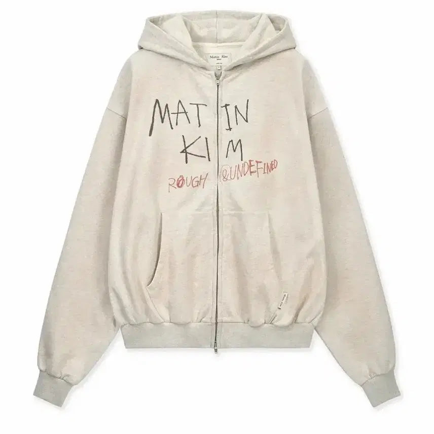 [BUNJANG] Matin Kim Vintage Washed Graffiti Beige Hooded Zip-Up / 마뗑킴 빈티지 워시드 그래피티 베이지 후드집업 새상품