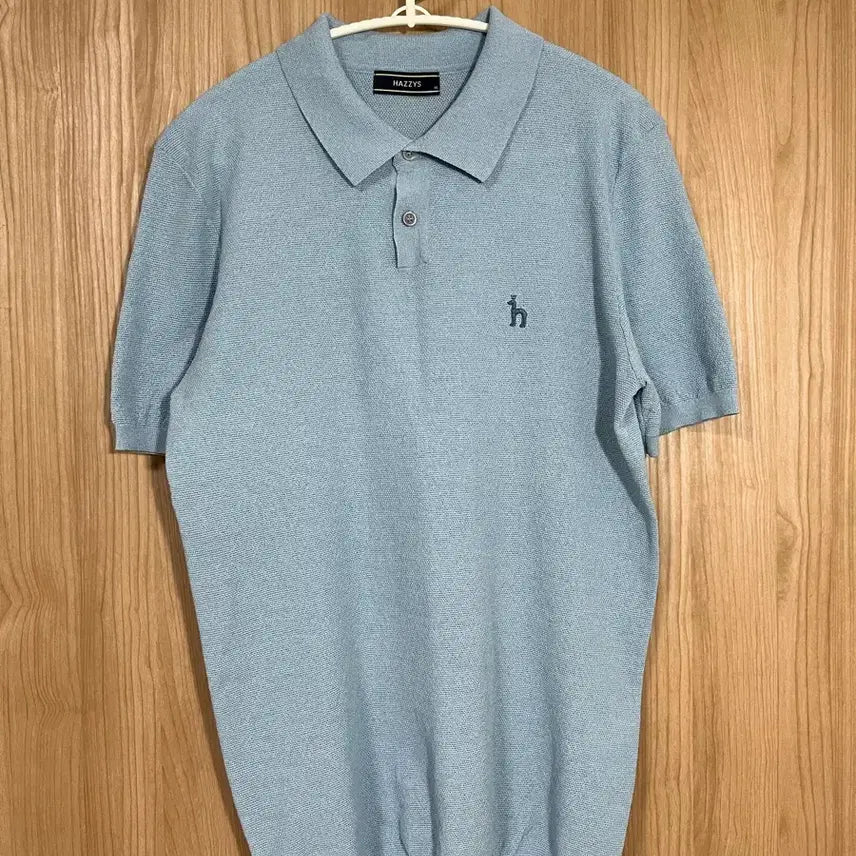 [BUNJANG] Hazzys Light Blue Knit Short-Sleeve Polo Shirt (Size 95) / 헤지스 하늘색 니트 반팔 카라티 95