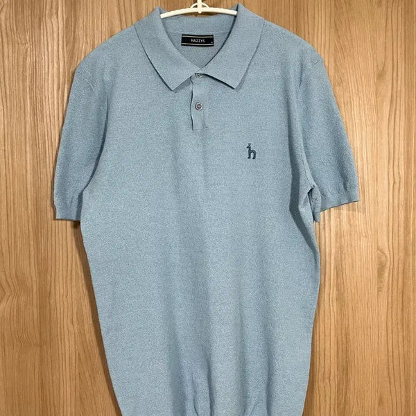 [BUNJANG] Hazzys Light Blue Knit Short-Sleeve Polo Shirt (Size 95) / 헤지스 하늘색 니트 반팔 카라티 95