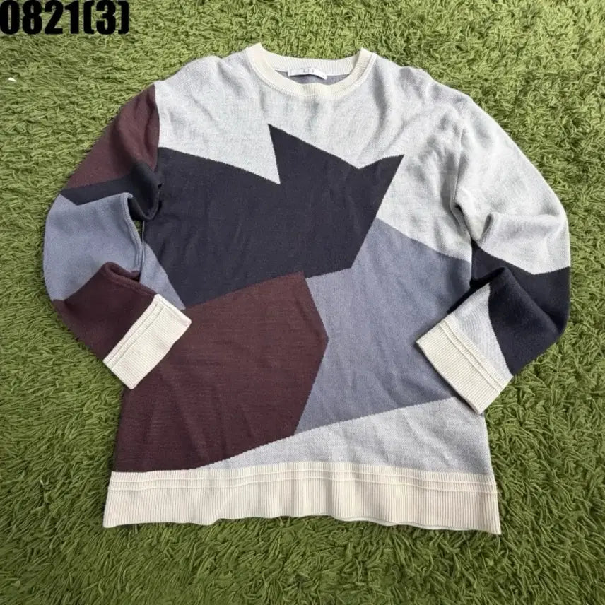 [BUNJANG] Zio Songzio Patchwork Pattern Knit Sweater / 지오송지오 Zio 패치워크 패턴 니트 스웨터 105 8/21