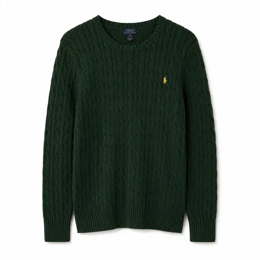 [BUNJANG] Polo Ralph Lauren Cable Knit Sweater Green / 폴로 랄프로렌 케이블 니트 그린