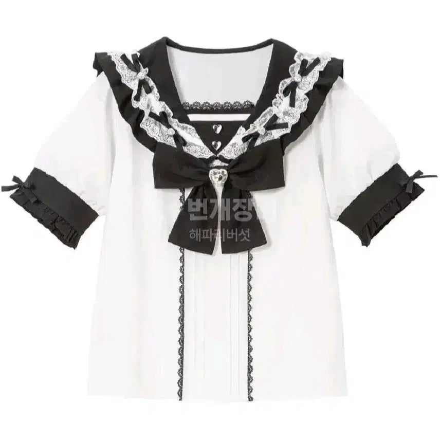 [BUNJANG] Dimarue M Sailor Blouse / 정품 디마럽 M 세일러 블라우스 (실물, 택 사진)