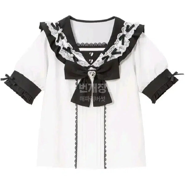 [BUNJANG] Dimarue M Sailor Blouse / 정품 디마럽 M 세일러 블라우스 (실물, 택 사진)
