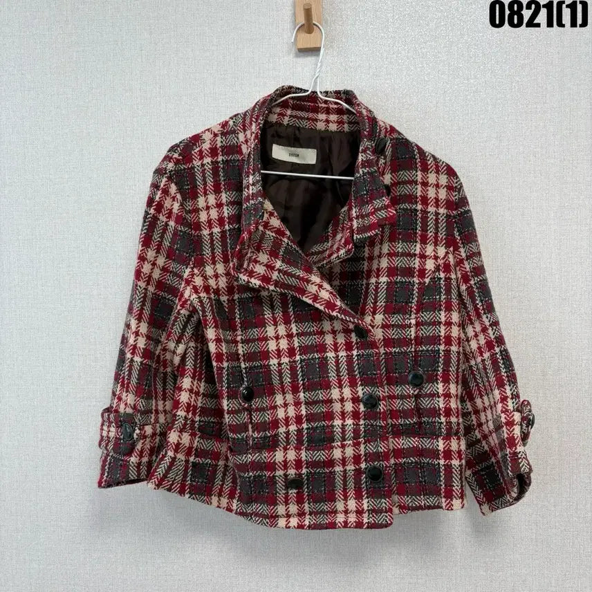 [BUNJANG] System Double Button Short Jacket / 시스템 하프코트 체크 더블 버튼 숏자켓 88-98-165