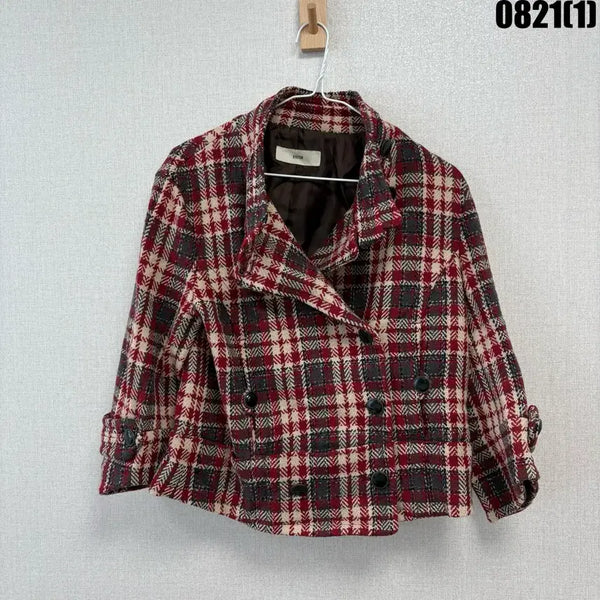 [BUNJANG] System Double Button Short Jacket / 시스템 하프코트 체크 더블 버튼 숏자켓 88-98-165