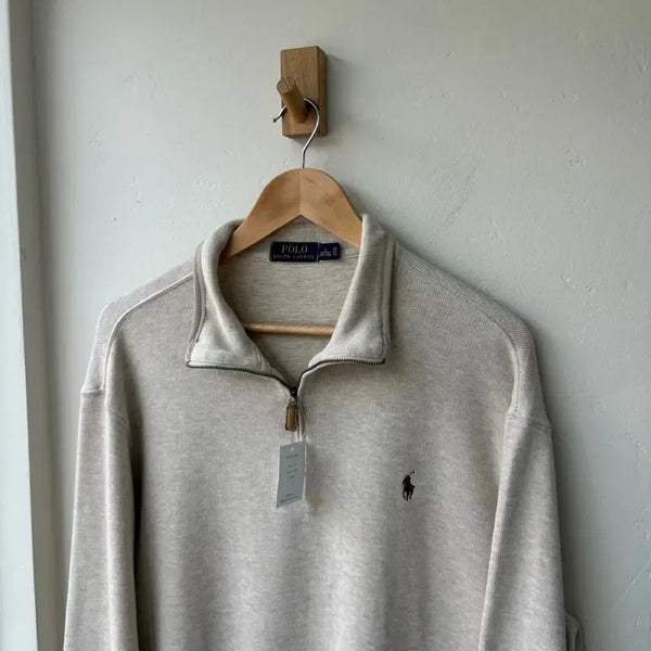 [BUNJANG] Polo Ralph Lauren Oatmeal Half-Zip Knit Sweater / 17807 - 폴로 랄프로렌 오트밀 반집업 니트