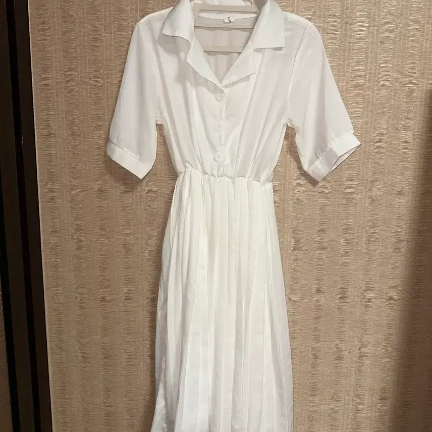 [BUNJANG] White Long Shirt Dress with Banding Waist / 화이트 셔츠 원피스