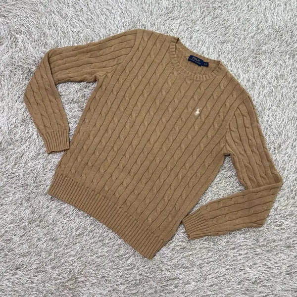 [BUNJANG] Polo Ralph Lauren Cable Knit Sweater Beige Women's M / 폴로 랄프로렌 케이블 니트 베이지