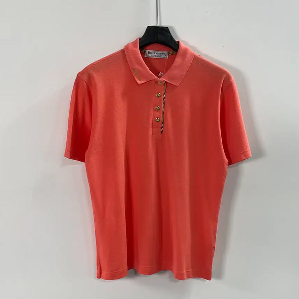 [BUNJANG] Burberry Gold Coral Short Sleeve Polo Shirt / (새상품) 버버리 금장 코랄 반팔 카라티 (on.2004)