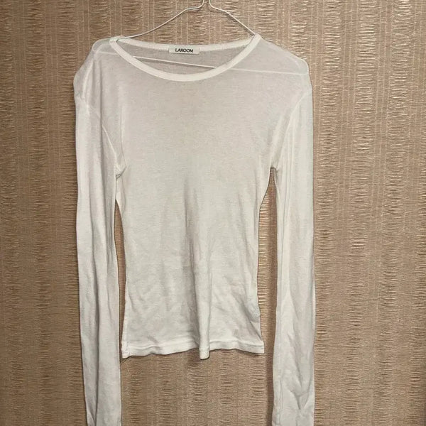 [BUNJANG] LaRoom Sheer Long Sleeve T-Shirt White / 라룸 시스루 긴팔티 화이트