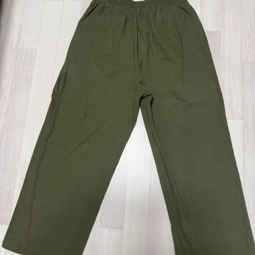 [BUNJANG] Khaki Wide Cotton Pants / 카키색 와이드 팬츠