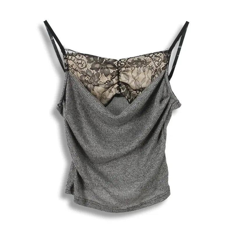 [BUNJANG] SHEIN Women's Lace Panel Camisole Sleeveless Top (Size M) / 쉬인 (WOMEN - M) 폴리 레이스 패널 캐미솔 민소매 티셔츠