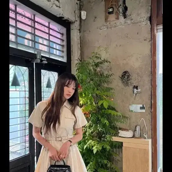 [BUNJANG] Mari Market Beige Mini Dress / 마리마켓 베이지색 원피스
