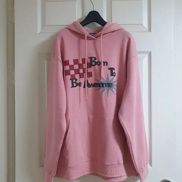 [BUNJANG] Printed Graphic Oversized Hoodie Pink / (새상품)프린트 나염 박시 후드티 핑크