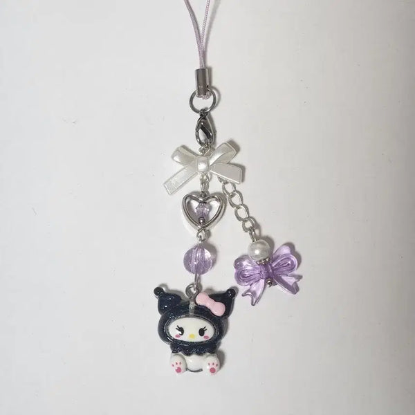 [BUNJANG] Handmade Kuromi Character Beaded Keychain / 핸드메이드 캐릭터 비즈키링 쿠로미