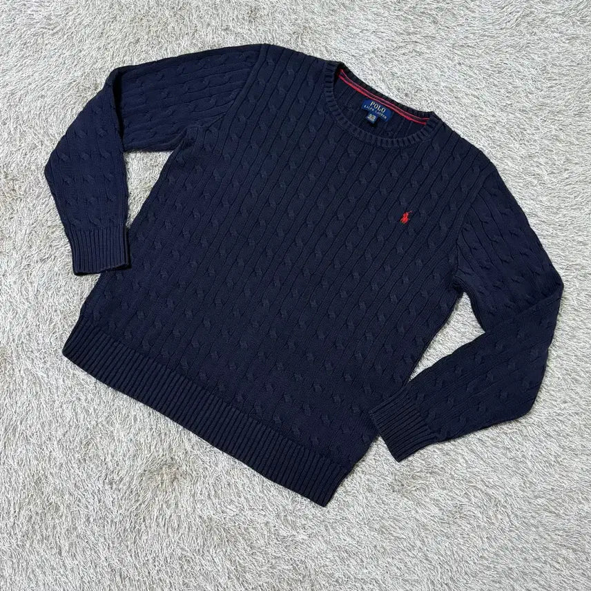[BUNJANG] Polo Ralph Lauren Cable Knit Sweater Navy / 폴로 랄프로렌 케이블 니트 네이비
