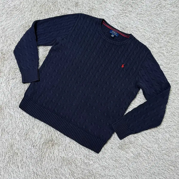 [BUNJANG] Polo Ralph Lauren Cable Knit Sweater Navy / 폴로 랄프로렌 케이블 니트 네이비