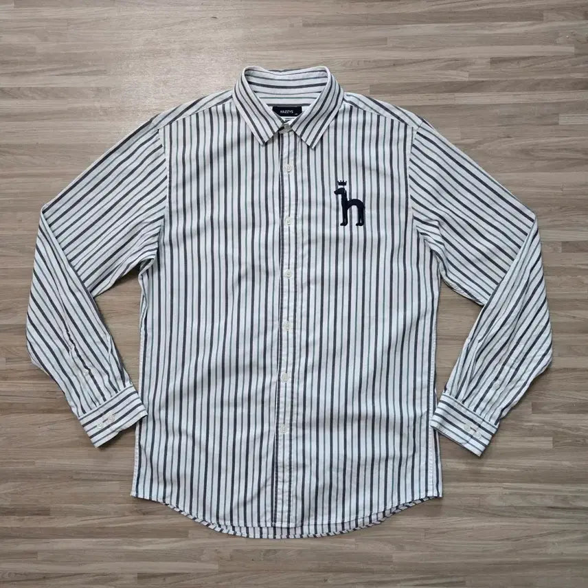 [BUNJANG] Hazzys Striped Button-Up Shirt (Size 105) / 105/ 헤지스 스트라이프 셔츠