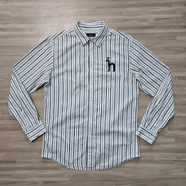 [BUNJANG] Hazzys Striped Button-Up Shirt (Size 105) / 105/ 헤지스 스트라이프 셔츠