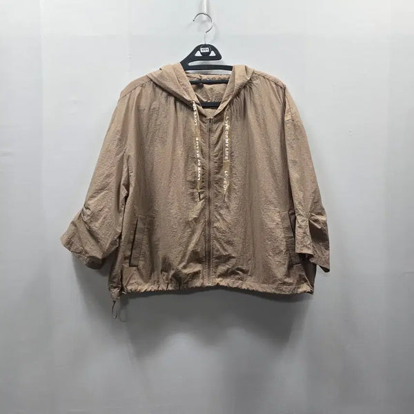 [BUNJANG] 1771 Soup Lettering String Point Oversized Hooded Zip-Up Windbreaker Jumper / 1771 soup 레터링 스트링 포인트 오버핏 후드 집업 바람막이 점퍼