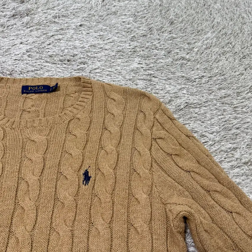 [BUNJANG] Polo Ralph Lauren Cable Knit Sweater Beige / 폴로 랄프로렌 케이블 니트 베이지