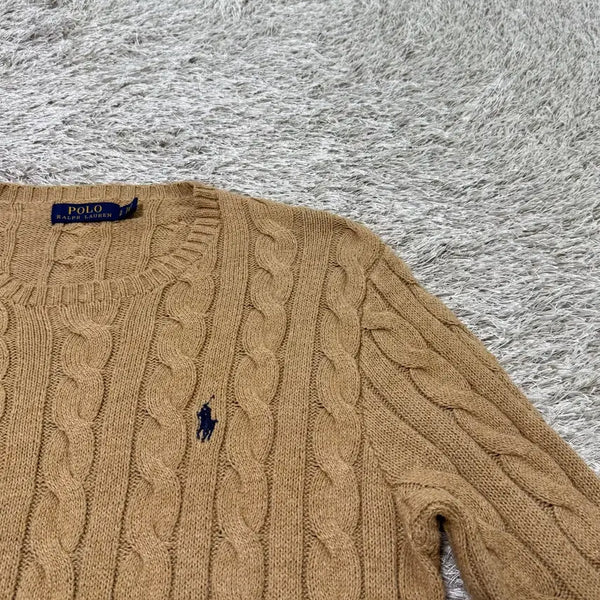 [BUNJANG] Polo Ralph Lauren Cable Knit Sweater Beige / 폴로 랄프로렌 케이블 니트 베이지