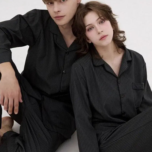 [BUNJANG] Dossy Silk Fit Modern Black Pajamas / 도씨 실크핏 모던 블랙 파자마