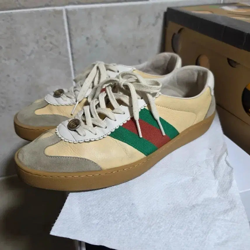 [BUNJANG] Gucci Leather Web Sneakers / (꿀매 백화점 정품)구찌 레더 웹 스니커즈
