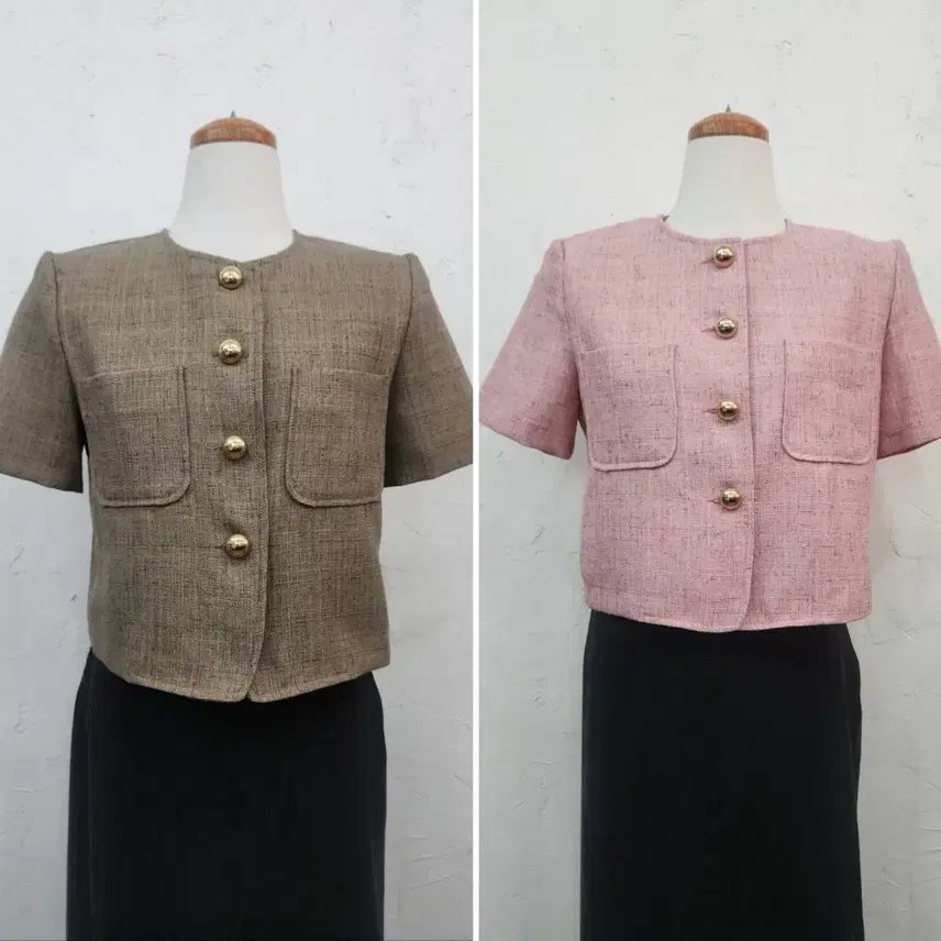 [BUNJANG] Tweed Jacket (Brown/Pink) / 트위드 자켓 (브라운/핑크)