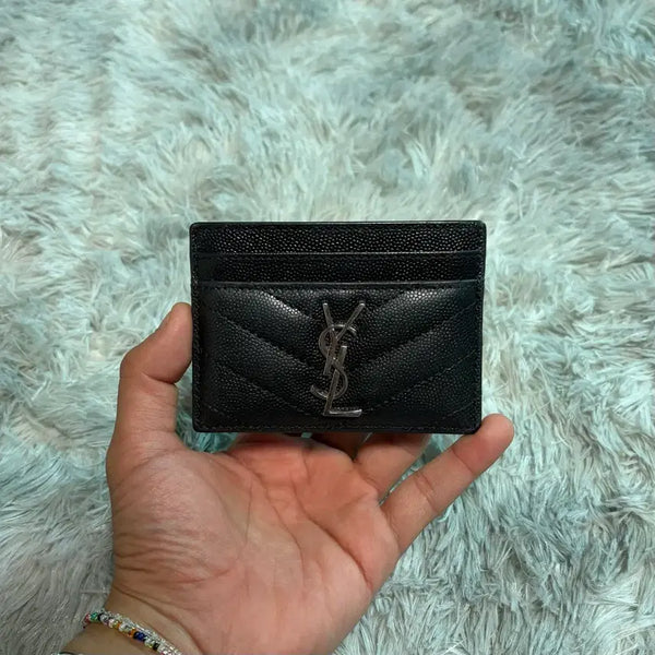 [BUNJANG] Saint Laurent Matelassé Monogram Cardholder / 생로랑 마틀라세 은장로고 카드지갑423291