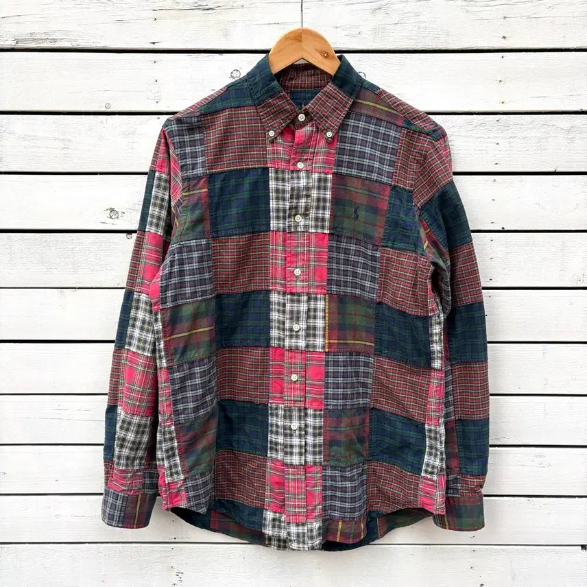 [BUNJANG] Polo Patchwork Check Shirt / Polo 폴로 패치워크 체크 셔츠
