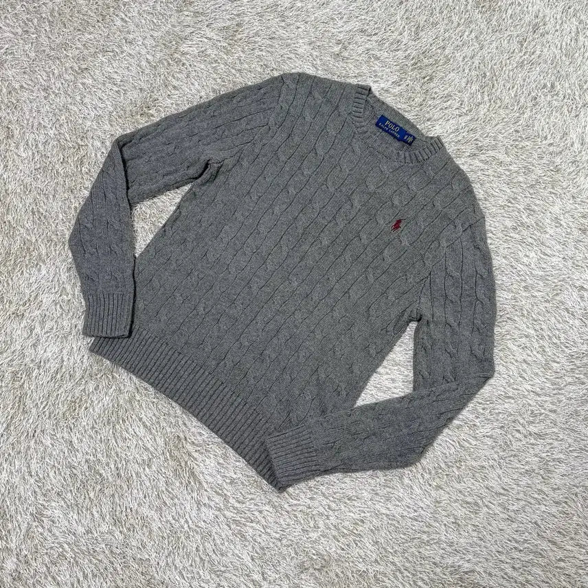 [BUNJANG] Polo Ralph Lauren Cable Knit Sweater Grey / 폴로 랄프로렌 케이블 니트 그레이