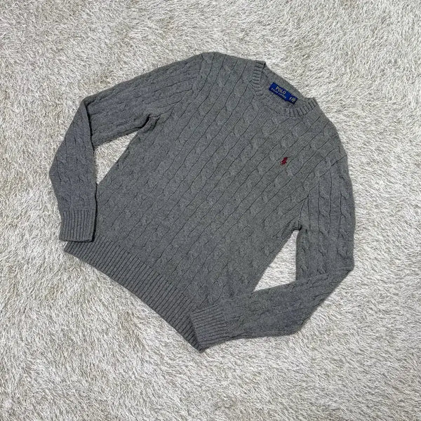 [BUNJANG] Polo Ralph Lauren Cable Knit Sweater Grey / 폴로 랄프로렌 케이블 니트 그레이
