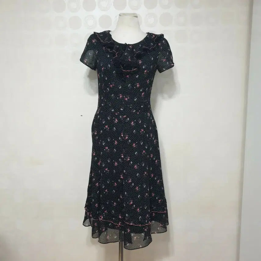 [BUNJANG] Floral Print Frill Chiffon Maxi Dress / 꽃무늬 프릴 원피스55 롱원피스55 쉬폰원피스55