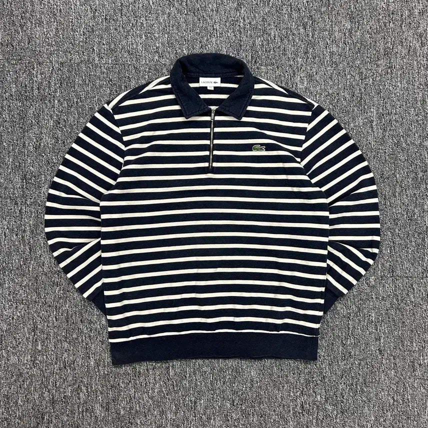 [BUNJANG] Lacoste Striped Anorak Sweatshirt M / 라코스테 스트라이프 아노락 맨투맨 M