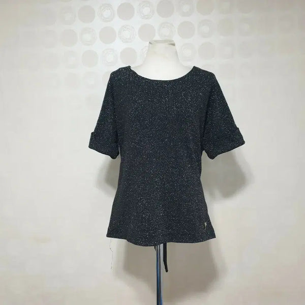 [BUNJANG] Black Short-Sleeve T-Shirt / 반짝이 반팔티77 티셔츠77 블랙반팔티77