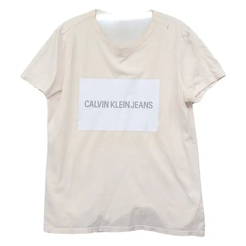 [BUNJANG] Calvin Klein Printed Cream T-Shirt (L) / 캘빈클라인 프린팅 크림 반팔티 L