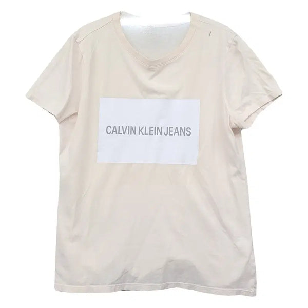 [BUNJANG] Calvin Klein Printed Cream T-Shirt (L) / 캘빈클라인 프린팅 크림 반팔티 L