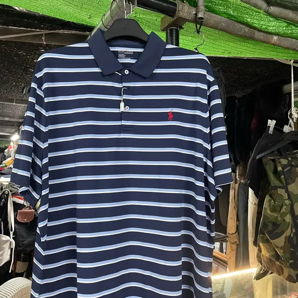 [BUNJANG] Polo Ralph Lauren Striped Short-Sleeve T-Shirt (Poly + Elastane) / 폴로 스트라이프 (폴리 +엘라스틴) 반팔 티셔츠