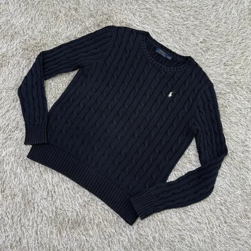 [BUNJANG] Polo Ralph Lauren Cable Knit Navy M / 폴로 랄프로렌 케이블 니트 네이비