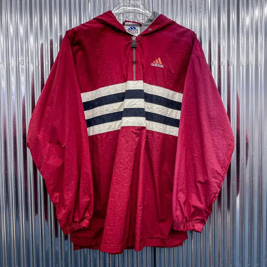 [BUNJANG] Adidas Half-Zip Hooded Jacket (Large) / 아디다스 반집업 후드자켓 (국내 L) DA138