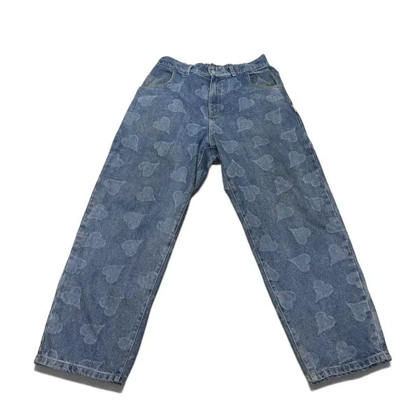 [BUNJANG] M Extons Mid-Blue Heart Damage Denim Pants / M 엑스톤즈 중청 하트 데미지 데님팬츠